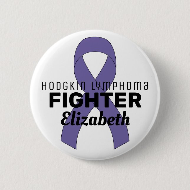 Hodgkin Lymphoma Ribbon White Button (Front)