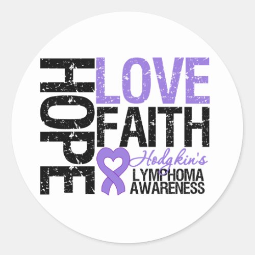 Hodgkins Disease Hope Love Faith Classic Round Sticker
