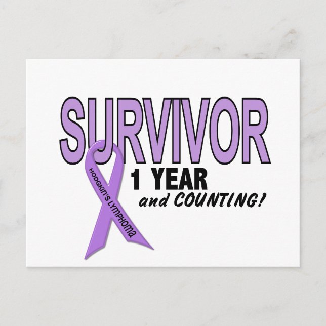 Hodgkins Lymphoma 1 Year Survivor Postcard (Front)