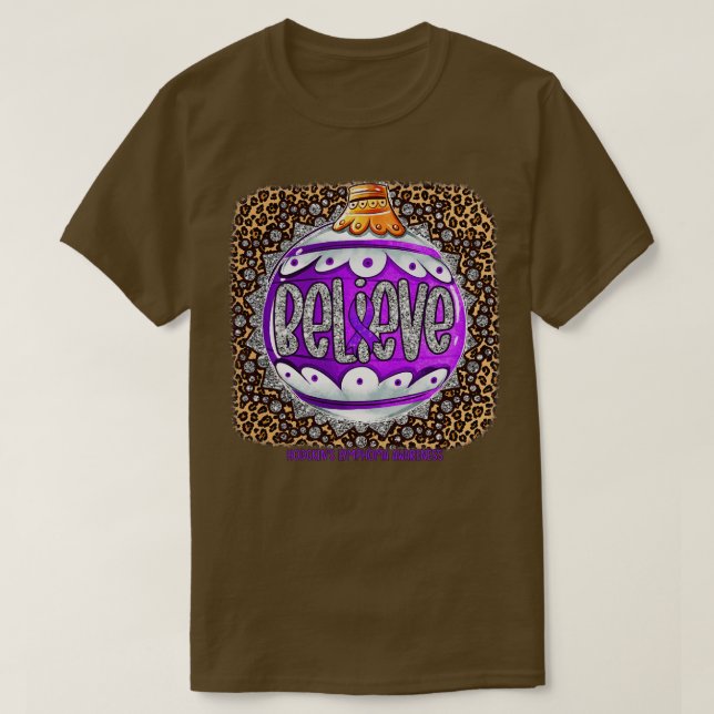 Hodgkins Lymphoma Awareness Believe Ornament Leopa T-Shirt (Design Front)