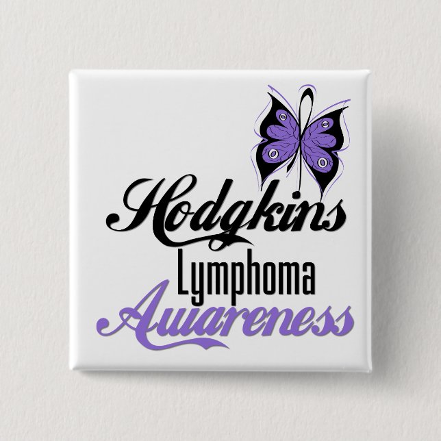Hodgkins Lymphoma Awareness Butterfly Button (Front)