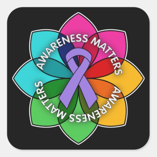 Hodgkins Lymphoma Awareness Matters Petals Square Sticker