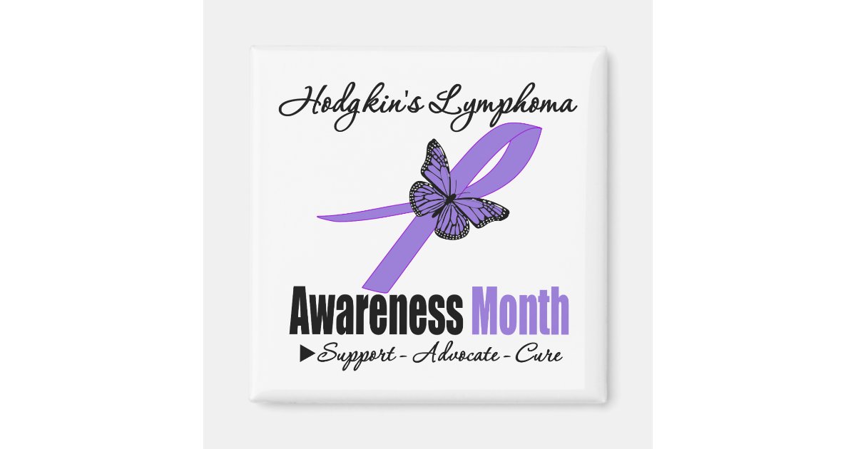 Hodgkins Lymphoma Awareness Month Ribbon Butterfly Magnet | Zazzle