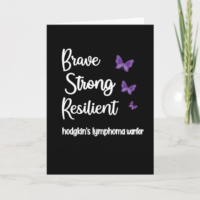 Hodgkins Lymphoma Awareness Purple Cancer Warrior Card (Front)