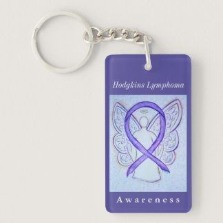 Hodgkins Lymphoma Awareness Ribbon Angel Key Chain
