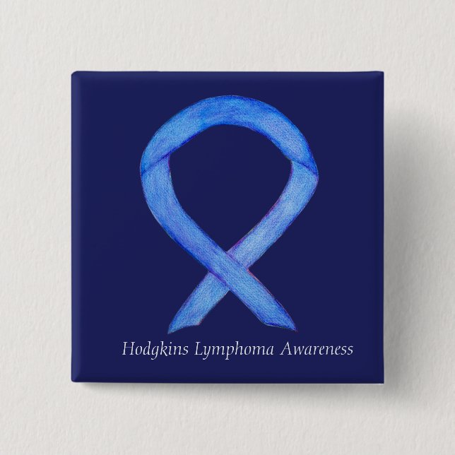 Hodgkins Lymphoma Awareness Ribbon Art Custom Pins (Front)