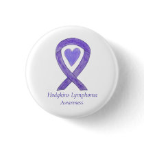 Hodgkins Lymphoma Awareness Ribbon Heart Button