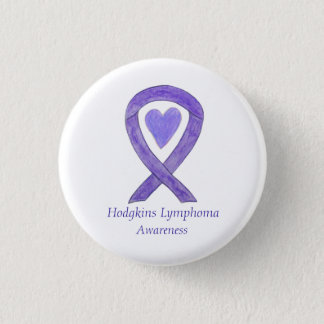 Hodgkins Lymphoma Awareness Ribbon Heart Button