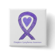 Hodgkins Lymphoma Awareness Ribbon Heart Pins