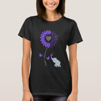 Hodgkin's Lymphoma Awareness Sunflower Elephant Bu T-Shirt