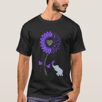 Hodgkin's Lymphoma Awareness Sunflower Elephant Bu T-Shirt