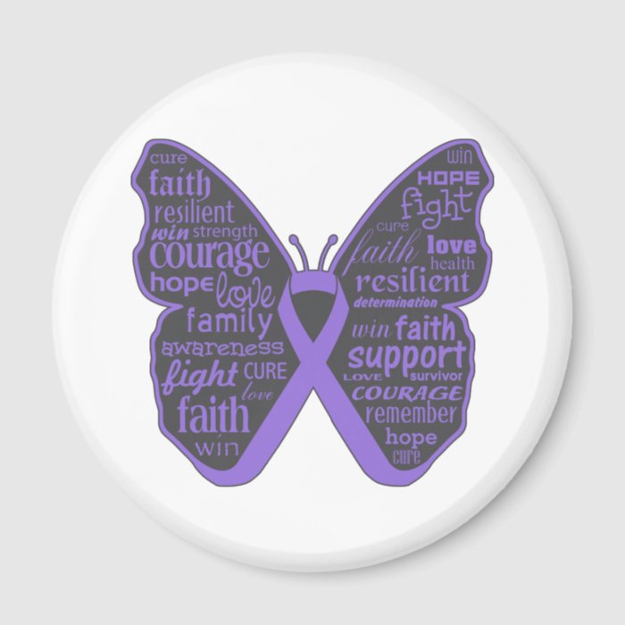 Hodgkins Lymphoma Butterfly Collage of Words Refrigerator Magnets