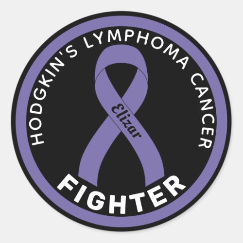 Hodgkins Lymphoma Cancer Fighter Ribbon Black Classic Round Sticker