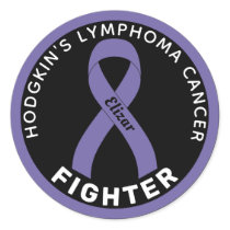 Hodgkin's Lymphoma Cancer Fighter Ribbon Black Classic Round Sticker