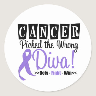 Hodgkins Lymphoma Cancer Picked The Wrong Diva v2 Classic Round Sticker