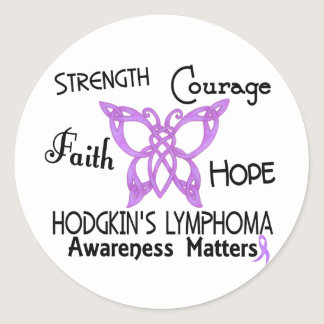 Hodgkin's Lymphoma Celtic Butterfly 3 Classic Round Sticker