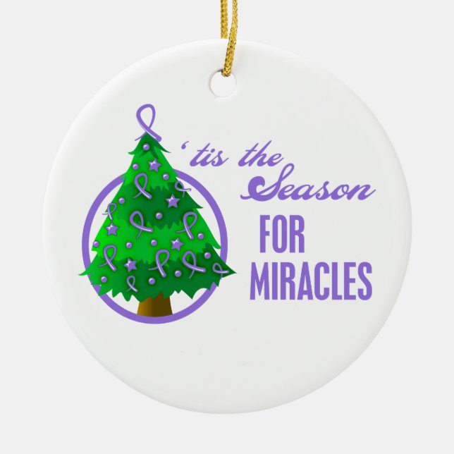 Hodgkin's Lymphoma Christmas Miracles Ceramic Ornament (Front)