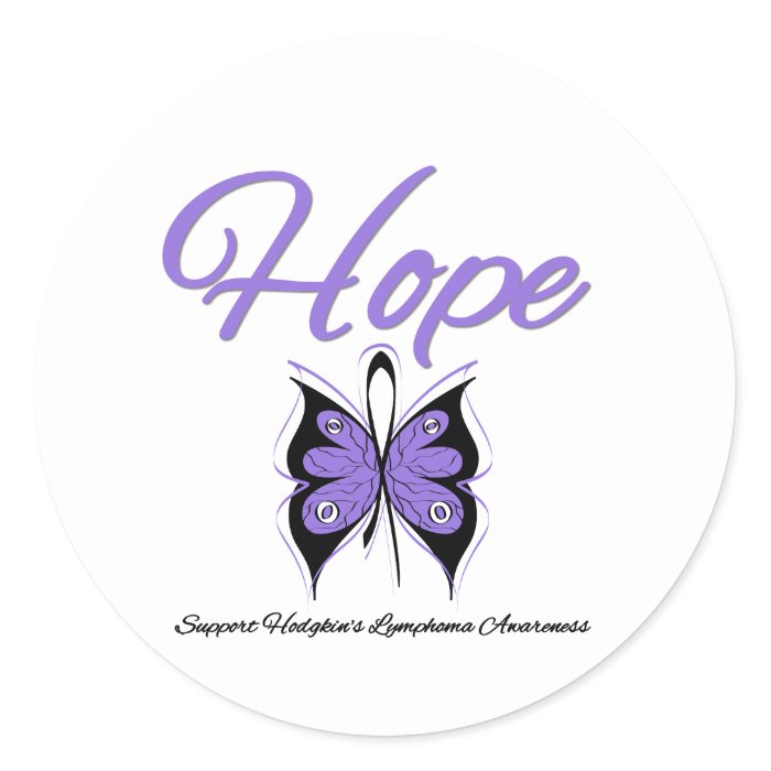 Hodgkins Lymphoma Hope Butterfly Ribbon Round Stickers
