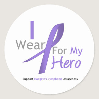 Hodgkin's Lymphoma I Wear Violet Ribbon HERO Classic Round Sticker