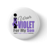 Hodgkins Lymphoma I Wear Violet Ribbon Son Button