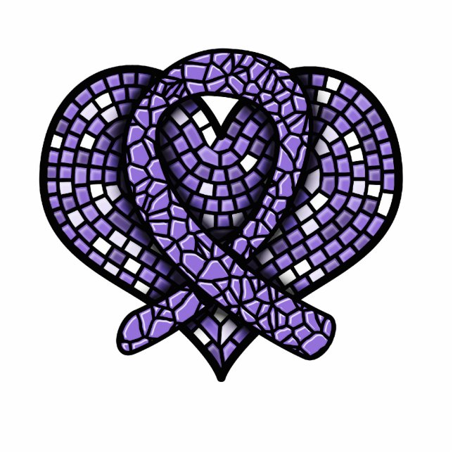 Hodgkins Lymphoma  Mosaic Heart Ribbon Sculpture (Front)