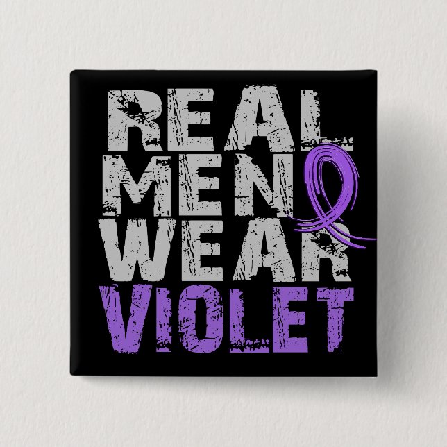 Hodgkin's Lymphoma Real Men Wear Violet Pinback Button (Front)