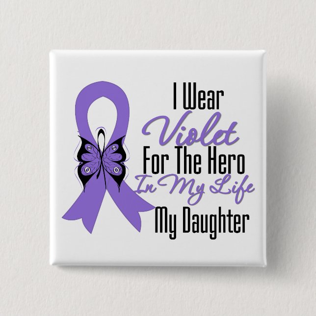 Hodgkins Lymphoma Ribbon My Hero My Daughter Pinback Button (Front)