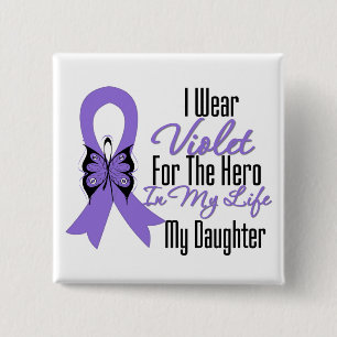Hodgkins Lymphoma Ribbon My Hero My Daughter Pinback Button