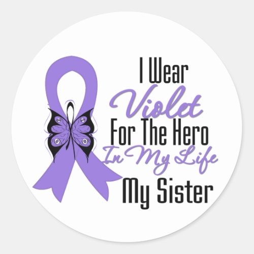 Hodgkins Lymphoma Ribbon My Hero My Sister Classic Round Sticker