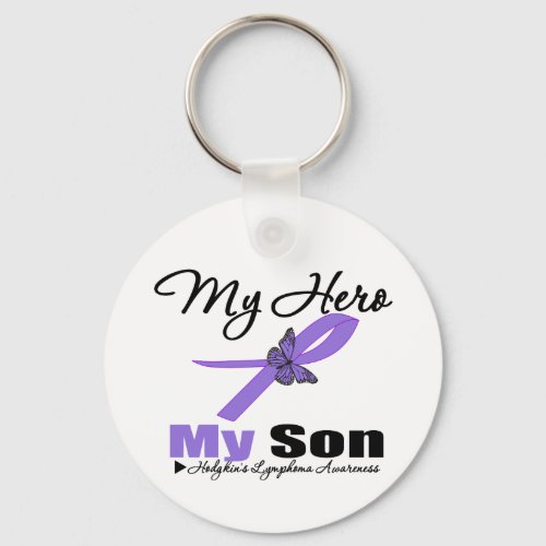 Hodgkins Lymphoma Ribbon My HERO My Son Keychain
