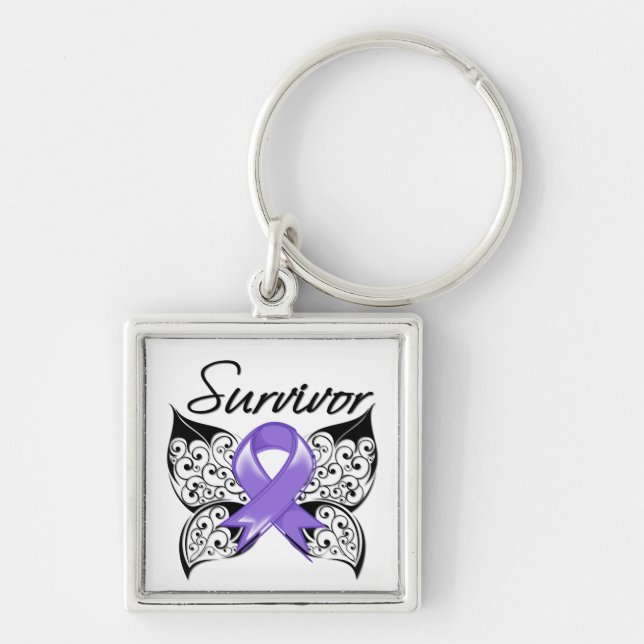Hodgkins Lymphoma Survivor Butterfly Keychain (Front)