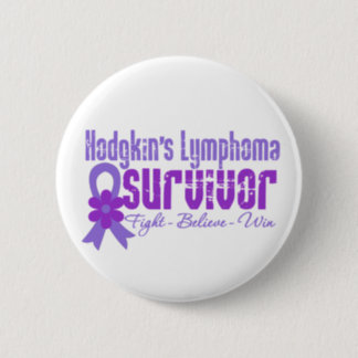 Hodgkins Lymphoma Survivor Flower Ribbon Button