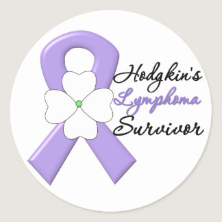 Hodgkin's Lymphoma Survivor Flower Ribbon Classic Round Sticker