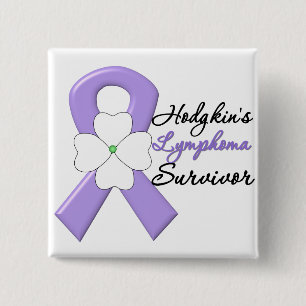 Hodgkin's Lymphoma Survivor Flower Ribbon Pinback Button