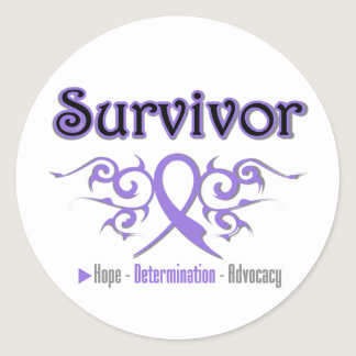 Hodgkins Lymphoma Survivor Tribal Ribbon Classic Round Sticker