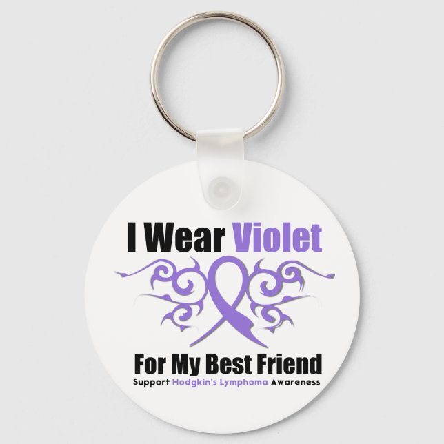 Hodgkins Lymphoma Tribal Ribbon For My Best Friend Keychain (Front)