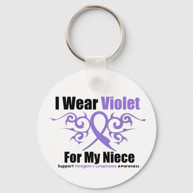 Hodgkins Lymphoma Tribal Ribbon For My Niece Keychain (Front)