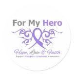 Hodgkins Lymphoma Tribal Ribbon Hero Classic Round Sticker