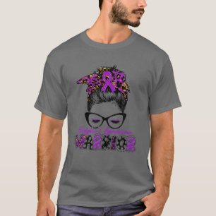 Hodgkin's Lymphoma Warrior Women Glasses Messy Bun T-Shirt