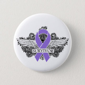 Hodgkins Lymphoma Winged SURVIVOR Ribbon Pinback Button