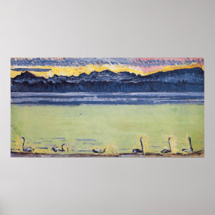 Hodler - Lake Geneva, Mont Blanc, Morning Dawn 19… Poster
