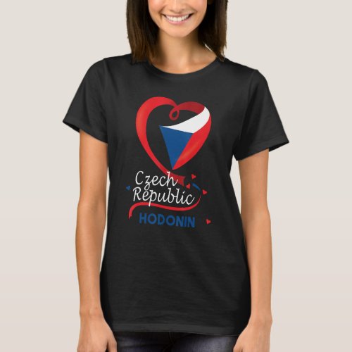Hodonin Czech Republic Heart Flag Lion Coat Of Arm T_Shirt