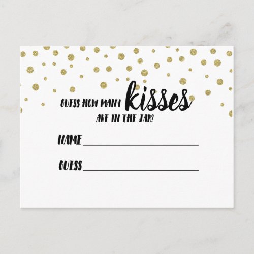 hoe many kisses in the jar game bridal shower postcard