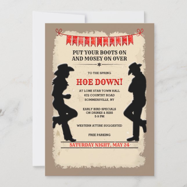 Hoedown Country Western  Invitation (Front)