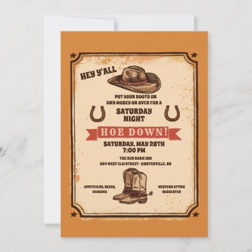Hoedown Country Western Party Invitation
