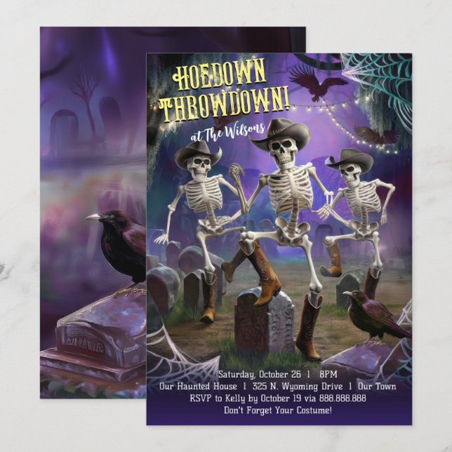Hoedown Throwdown, Halloween Dance Party  Invitation (Front/Back)