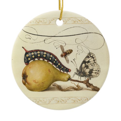 Hoefnagel Vintage Pear &amp; Insects 1500s Renaissance Ceramic Ornament