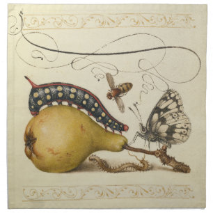 Hoefnagel Vintage Pear & Insects 1500s Renaissance Cloth Napkin