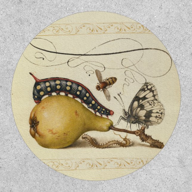 Hoefnagel Vintage Pear & Insects 1500s Renaissance Patch (Front)