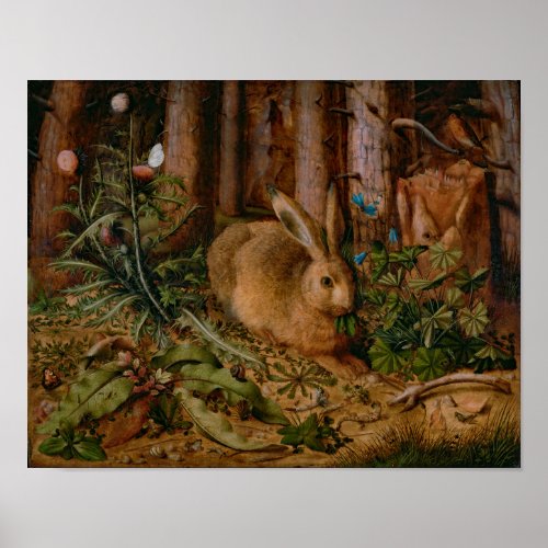 Hoffmann Hare Forest Nature Painting Poster